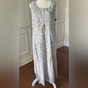 April Cornell Blue and White Floral Maxi Dress Size XS